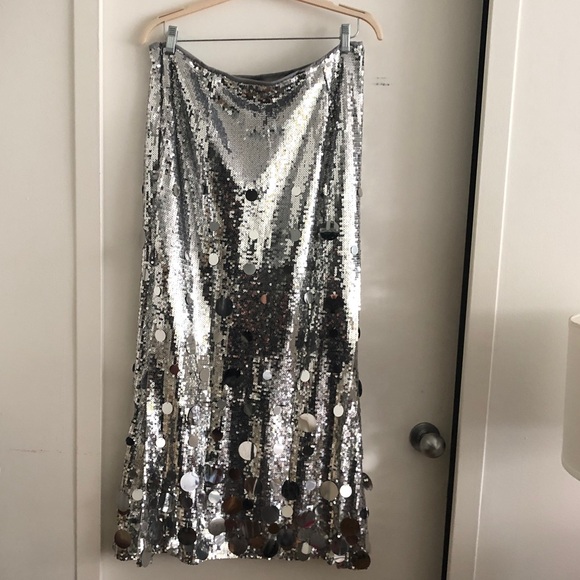 🎉Plus Size Elegant Gold Or Silver Long Sequin Formal Midi Skirt - Picture 15 of 16